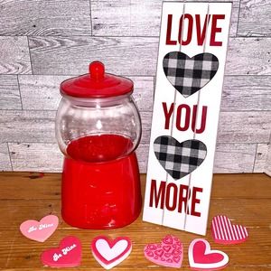 Vintage Style Canister Gumball Machine Glass Red candy jar cookies